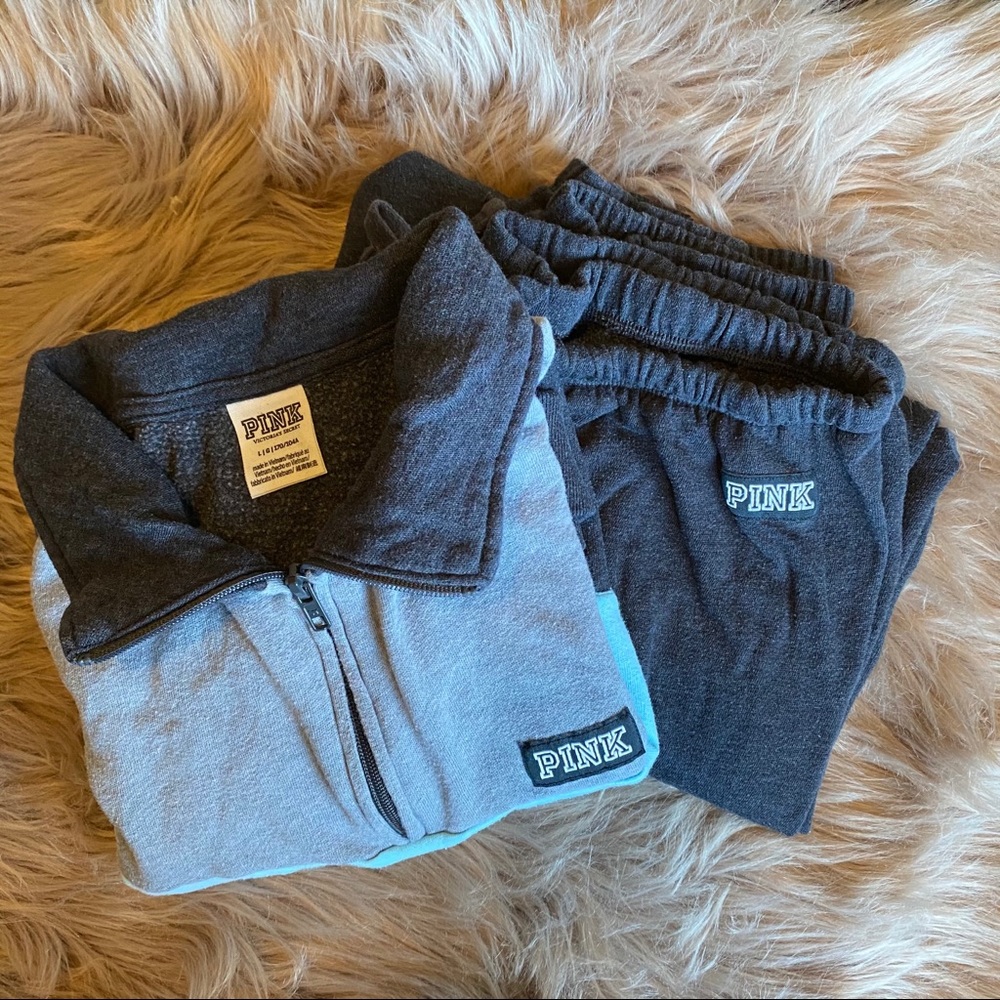PINK grey& aqua sweat suit